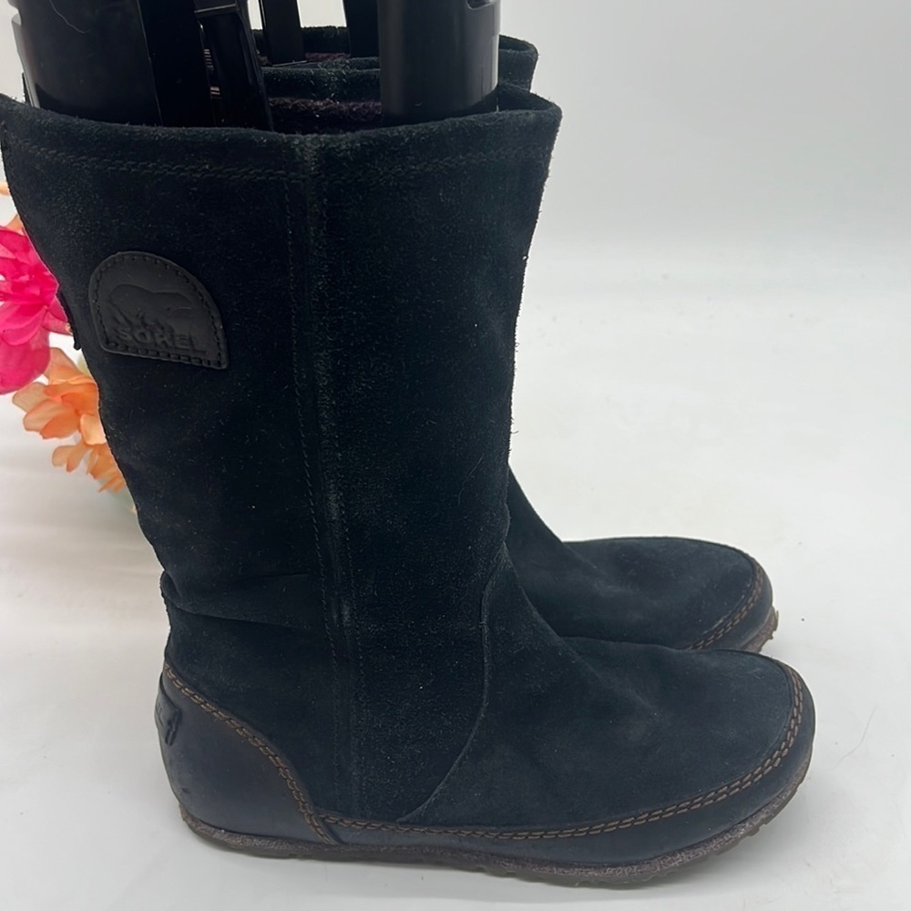 Sorel Black Suede Shin High Ankle Boots Size 7. BAB3922F